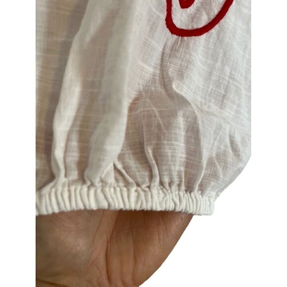 Lane Bryant Top Women 22 Red Off Shoulder Floral Smock Boho Western Hippie 80s - Picture 4 of 15